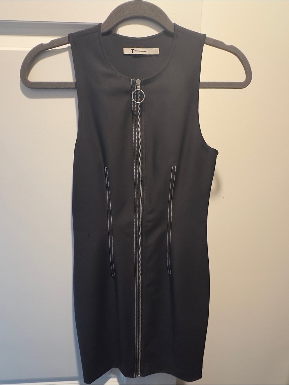Alexander Wang Black Sleeveless Zip-Front Mini Dress